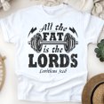 thumbnail image 1 of Funny Bible Verse Gym T-Shirt | All the Fat Is the Lord’s Fitness Tee, White, Size S, 1 of 6
