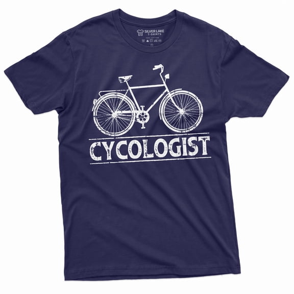 Funny Bicycle Rider Cycologist Tee Shirt Birthday Gift Bike Shirt Sports Humor Tee (Small Navy Blue)
