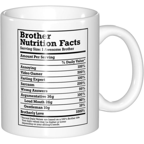 Funny Big Brother Gift,cobber Nutrition Facts,Birthday Mug,from Sister,Birthday Gifts for Bros,Best Gift Idea for Men Him,Christmas,11 oz Novelty.