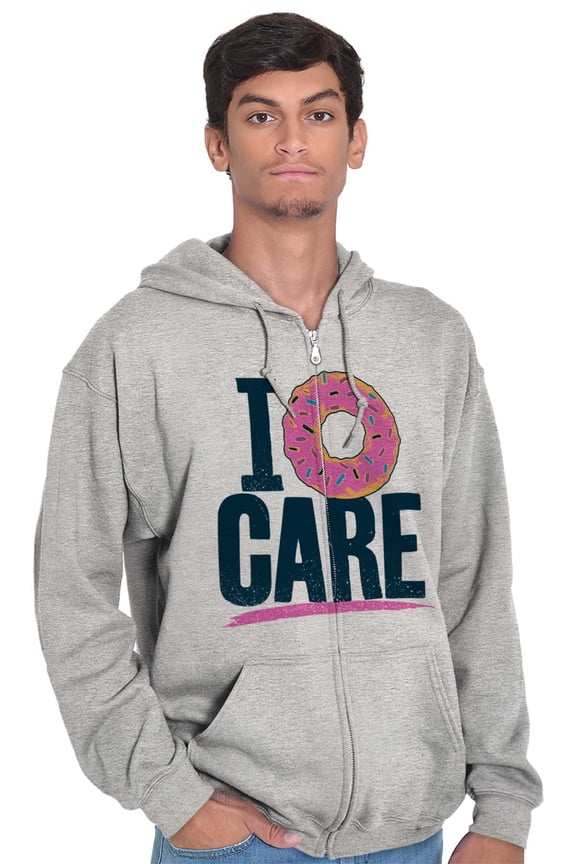 Funny Big Donut Pink Frosting Pun Unisex Fleece Graphic Zip Up Hoodie Brisco Brands 5X