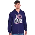 thumbnail image 1 of Funny Big Donut Pink Frosting Pun Zip Up Hoodie Men's Women's Brisco Brands 2X, 1 of 6