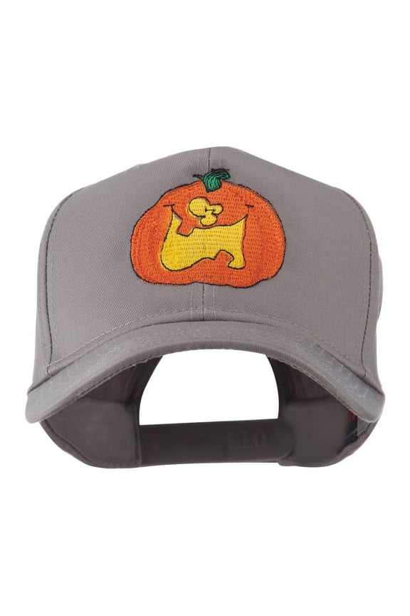 Funny Big Jack O Lantern Embroidered Cap - Grey OSFM