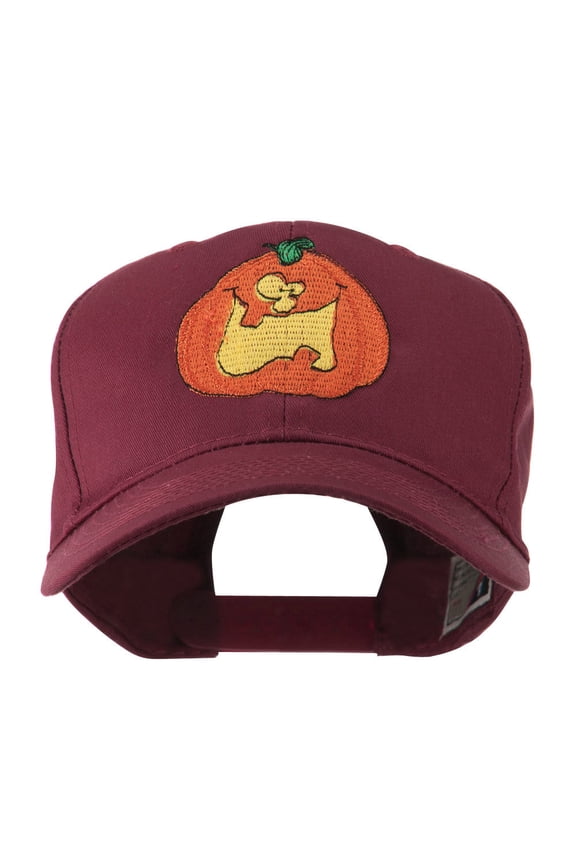 Funny Big Jack O Lantern Embroidered Cap - Maroon OSFM