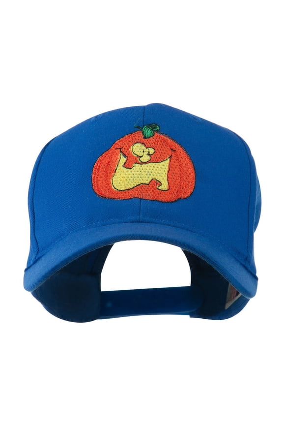 Funny Big Jack O Lantern Embroidered Cap - Royal OSFM