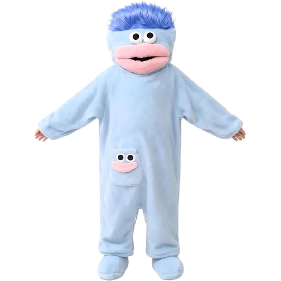 Funny Big‑Mouth Monster Adult Onesie Pajamas, Coral Fleece One‑Piece Cartoon Cosplay Costume Loungewear Party
