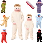 Funny Big Mouth Monster Adult Onesie with Large Comb Prop, Silly Puppet Cosplay One Piece Pajamas, Oversized Fleece Sleepwear for Parent & Little One