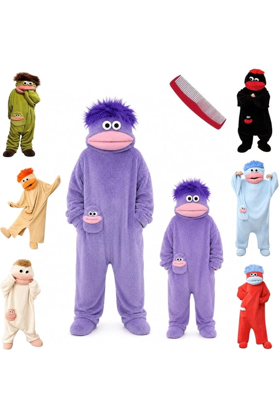 Funny Big Mouth Monster Cosplay Onesie  Pajamas - Oversized Fleece Big Mouth Monster Onesie for Halloween Nights Size:4-5T