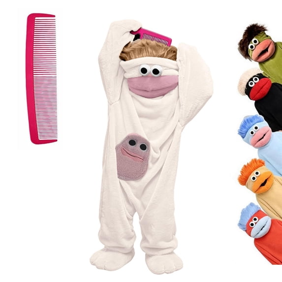 Funny Big Mouth Monster Matching Family Onesie, Matching Family Pajamas,Wine Silly Puppet Cosplay Costume, Plush Hooded Jumpsuit Sleepwear, Ugly Pajama Party Outfits(Without Shoes and Comb)