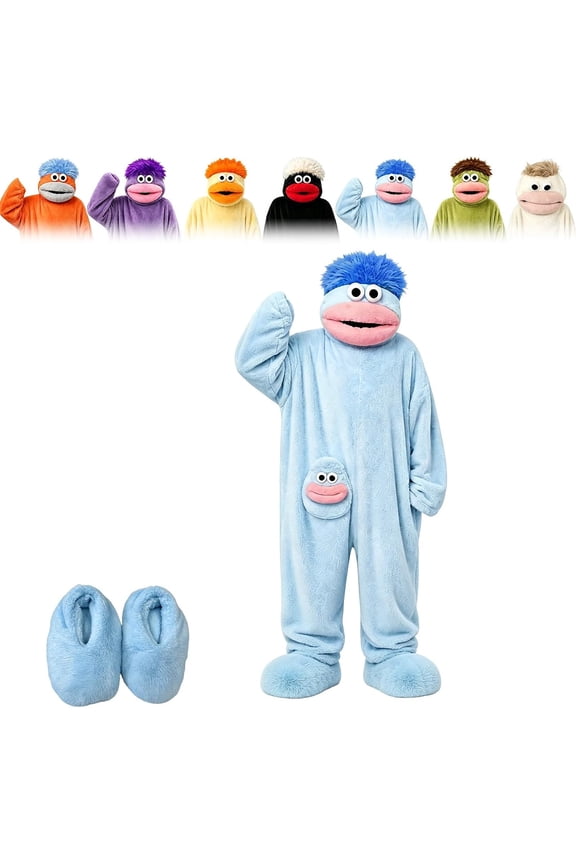 Funny Big Mouth Monster Onesie For Kids Silly Monster Onesies With Shoes Soft Plush Jumpsuit Cozy Halloween Outfit
