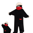 thumbnail image 1 of Funny Big Mouth Monster Onesie Pajamas – Oversized Plush Fleece Hooded One Piece for Sleep & Halloween, Christmas Party(Black/S), 1 of 7