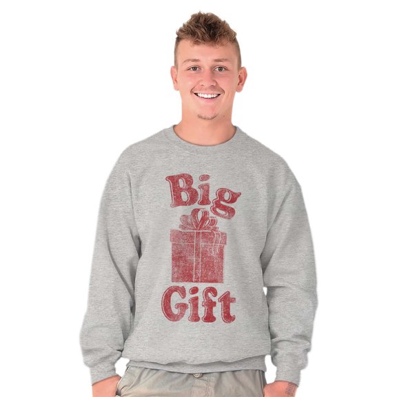 Funny Big Wrapped Christmas Present Unisex Plus Fleece Graphic Sweatshirt Brisco Brands 3X