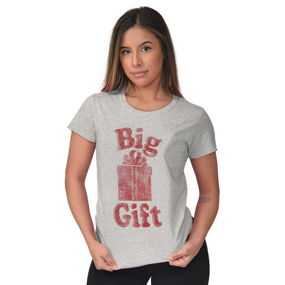 Funny Big Wrapped Christmas Present Womens Slim Fit Graphic Tee Brisco Brands S