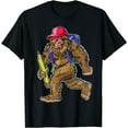 thumbnail image 1 of Funny Bigfoot Back to School Kid Bigfoot Backpack Boys T-Shirt Black Small, 1 of 4