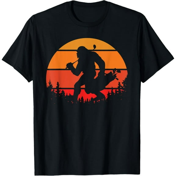 Funny Bigfoot Golf Retro Sasquatch Playing Golf T-Shirt