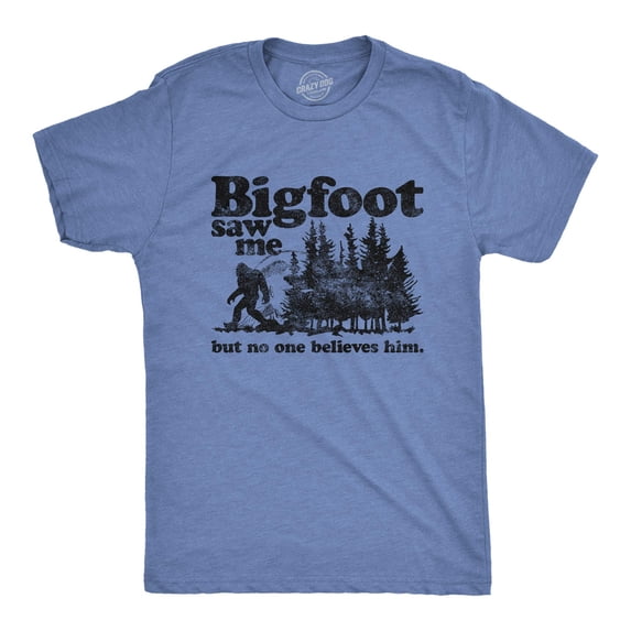 Funny Bigfoot Graphic T-Shirt for Sasquatch Lovers - Light Blue Novelty Tee
