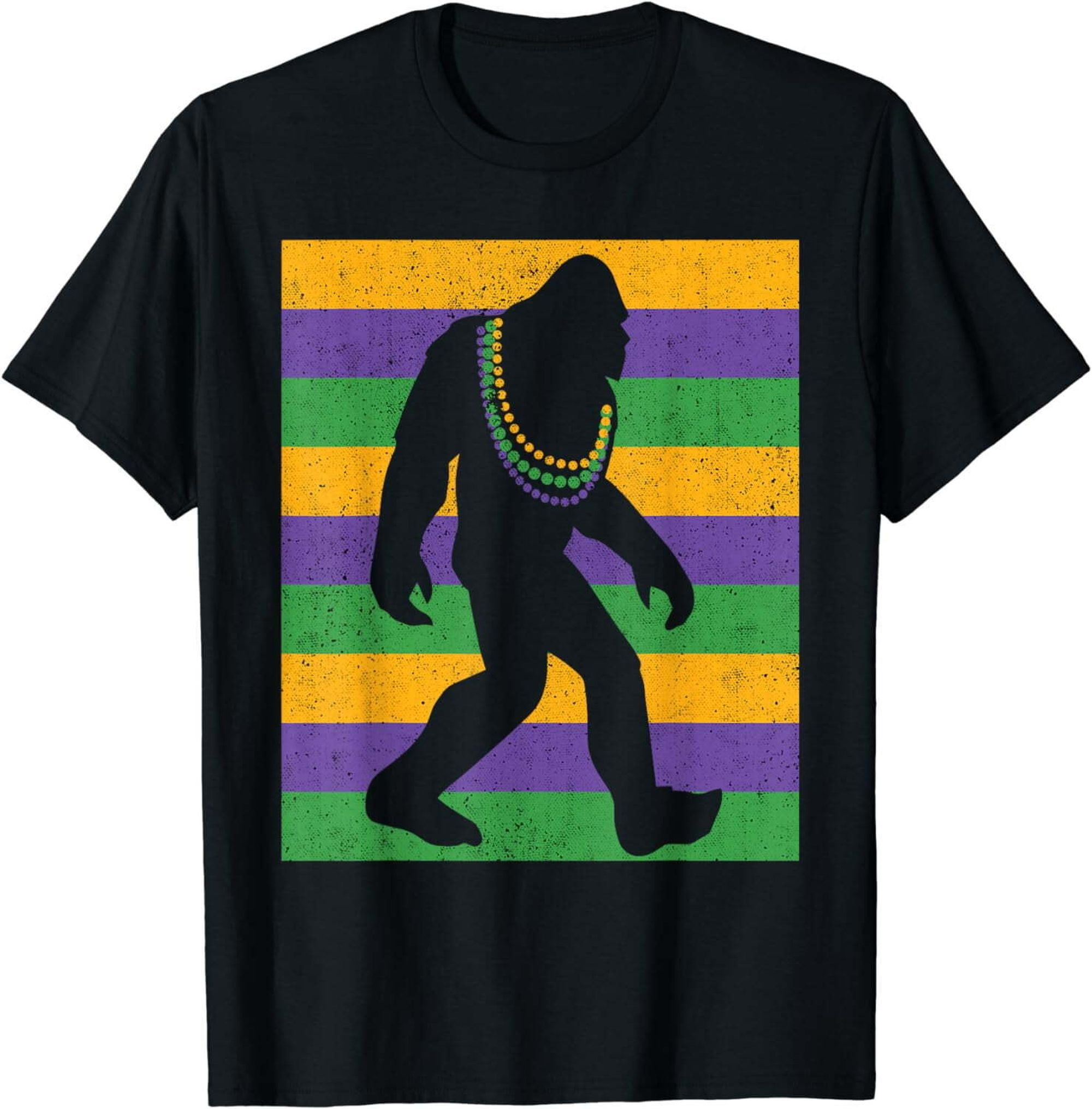 Funny Bigfoot Mardi Gras Sasquatch Tee Shirt for Men and Kids ...