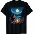 thumbnail image 1 of Funny Bigfoot Sasquatch Alien Campfire Forest Camping Talk Graphic Black T-Shirt for Men and Women, 1 of 4