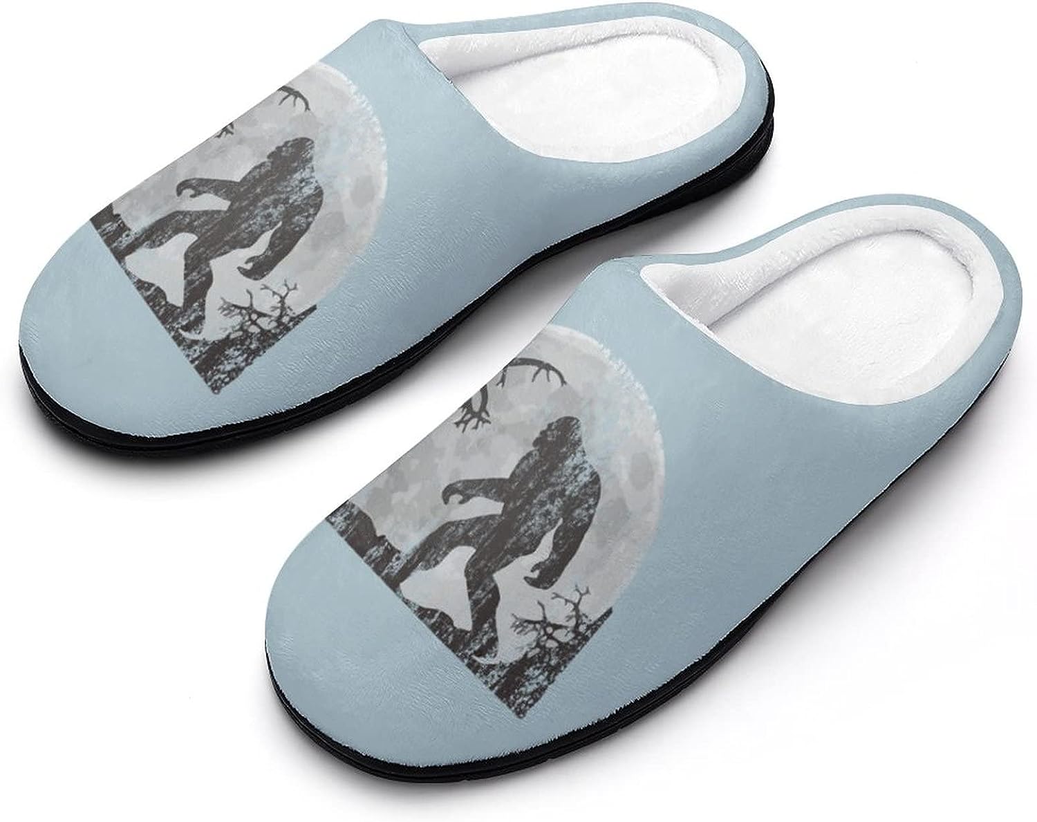 Funny Bigfoot Sasquatch Full Moon Women s Cotton Slippers Funny Printed Non Skid Rubber Soles Walmart