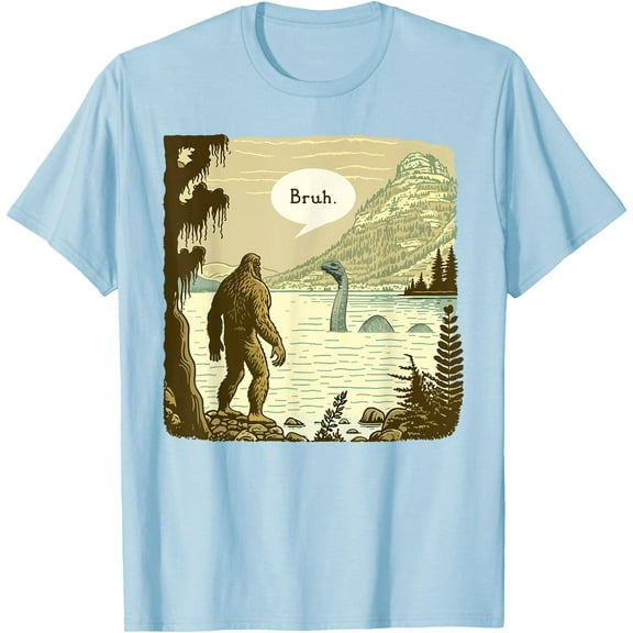Funny Bigfoot Sasquatch Loch Ness Monster Introvert Bruh Unisex T-Shirt for Men Women Kids Toddler,Charcoal Color,Size 3T