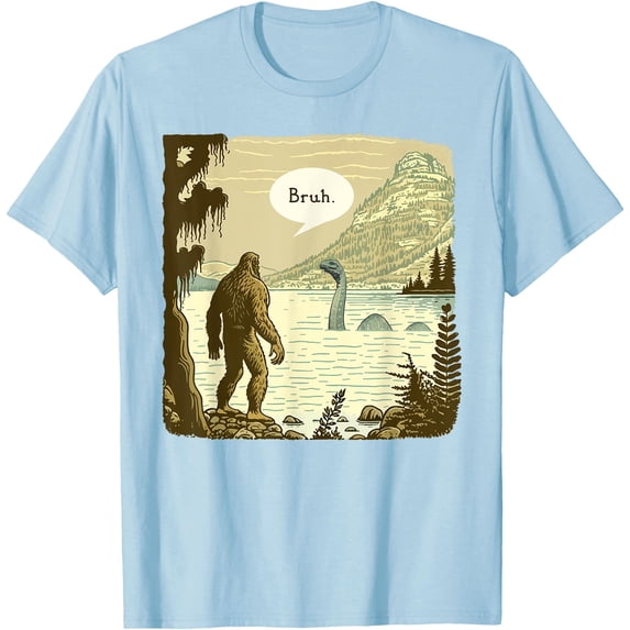 Funny Bigfoot Sasquatch Loch Ness Monster Introvert Bruh Unisex T-Shirt for Men Women Kids Toddler,Charcoal Color,Size YM