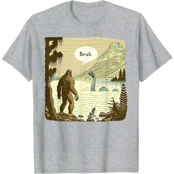 Funny Bigfoot Sasquatch Loch Ness Monster Introvert Bruh Unisex T-Shirt for Men Women Kids Toddler,Sport Grey Color,Size 5/6