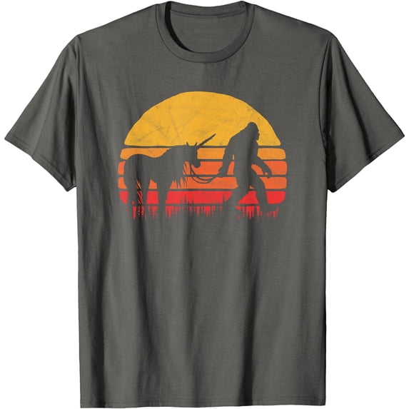 Funny Bigfoot Sasquatch & Unicorn - Legends! Unisex T-Shirt for Men Women Kids Toddler,Charcoal Color,Size 3T