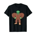 thumbnail image 1 of Funny Bigfoot Showing Muscles Green Alien Face Gift T-Shirt, 1 of 5