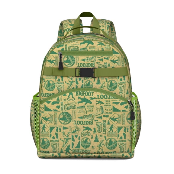 Funny Bigfoot Students Backpack Wilderness Style School Bag with Sasquatch Design for Hiking, Survival, and Creature Fans