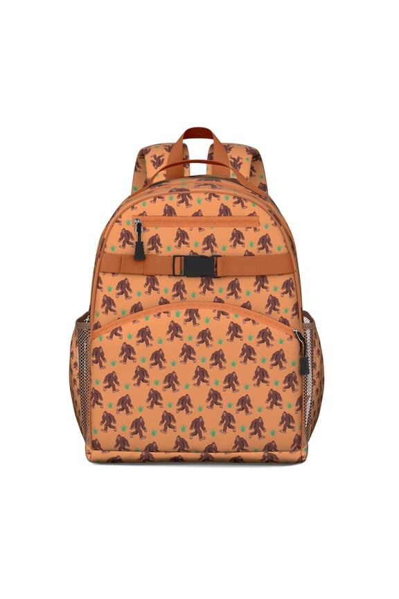 Funny Bigfoot Students Backpack Wilderness Style Toddler School Bag with Sasquatch Design for Hiking, Survival, and Creature Fans