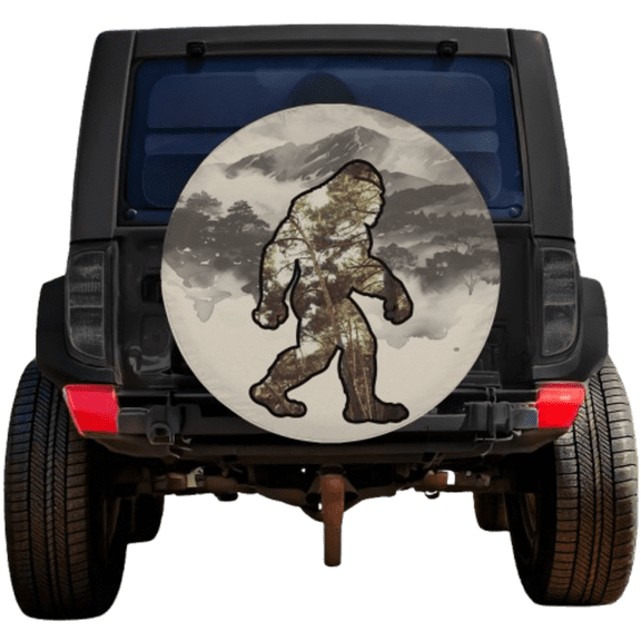 Funny Bigfoot Throw Spare Tire Cover Without Backup Camera Hole 6 Sizes (27 in.)