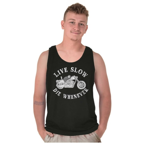 Funny Biker Sloth Live Slow Pun Tank Top T Shirts Men Women Brisco Brands S