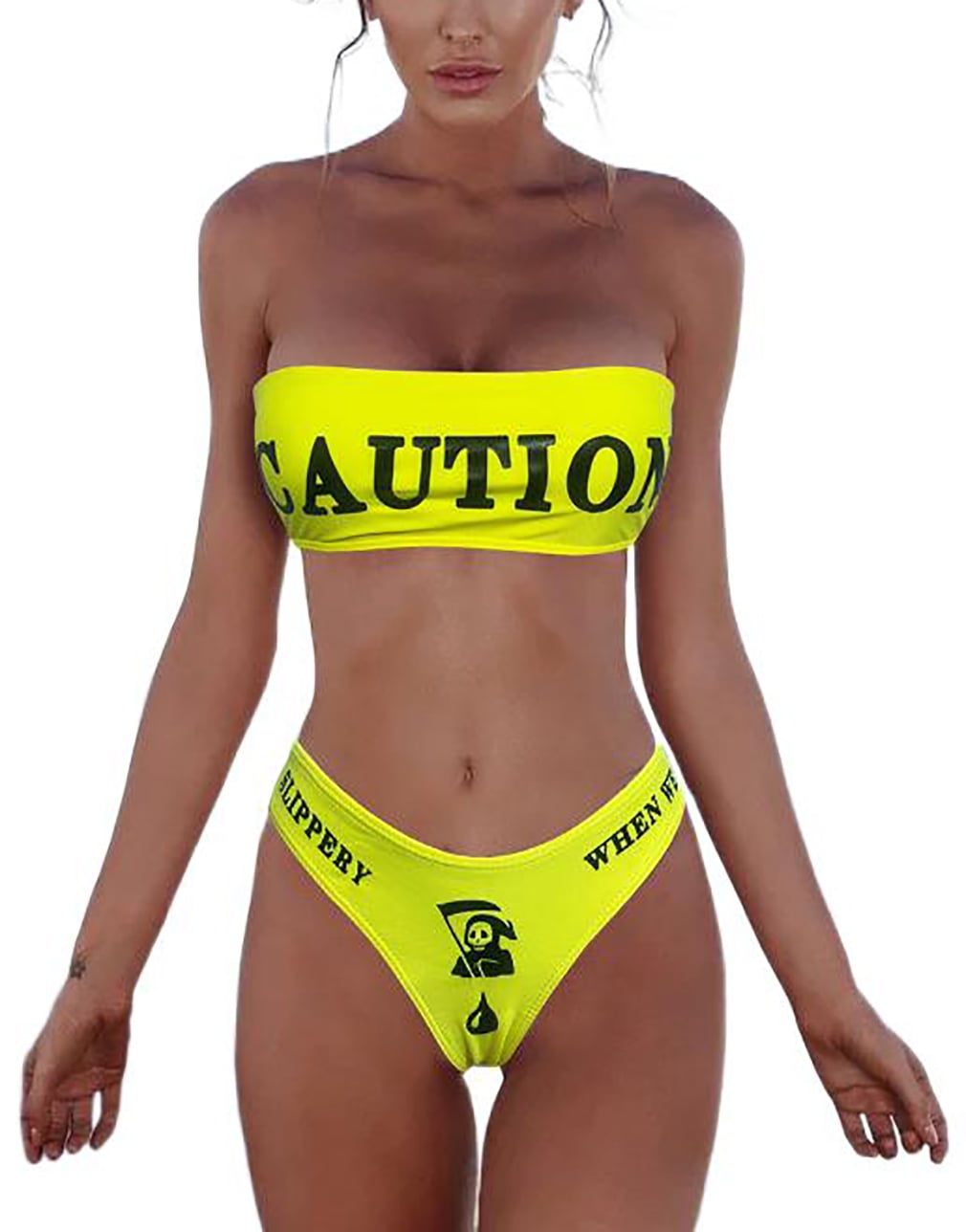 Funny Bikini Sets for Women, Cheeky Graphic Crop Bra Top and High