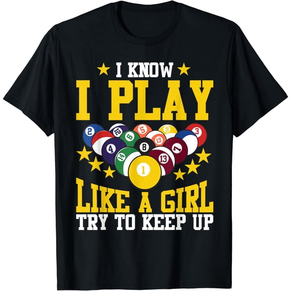 Funny Billiards Design For Girl Women Billiards Pool Player T-Shirt
