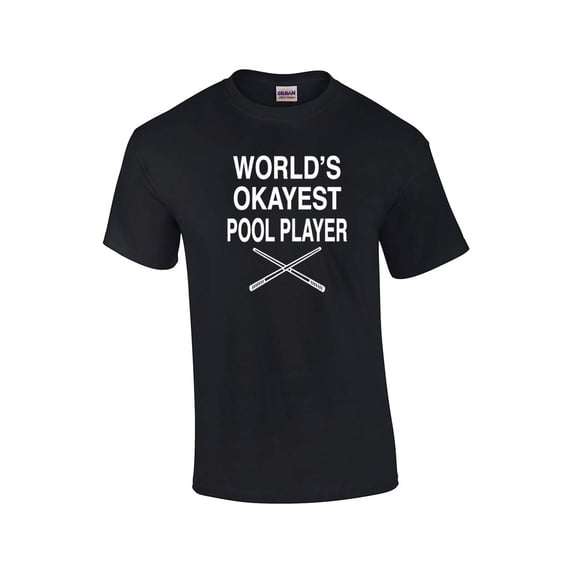 Funny Billiards Short Sleeve T-shirt World's Okayest Pool Player-Black-6Xl