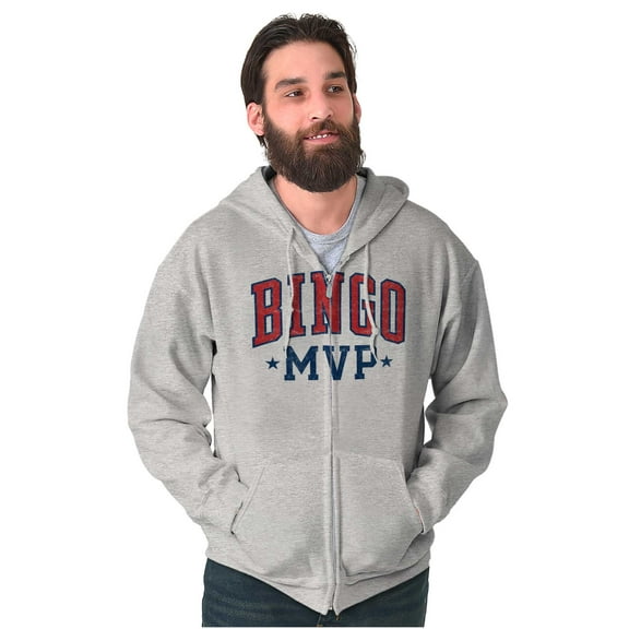 Funny Bingo Grandma Grandmother Gigi Zip Up Hoodie Men's Women's Brisco Brands S