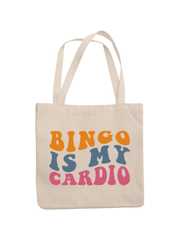 Funny Bingo Is My Cardio Work Out Humor Quote, Groovy Retro Wavy Text Merch Gift, 12oz Canvas Tote Bag