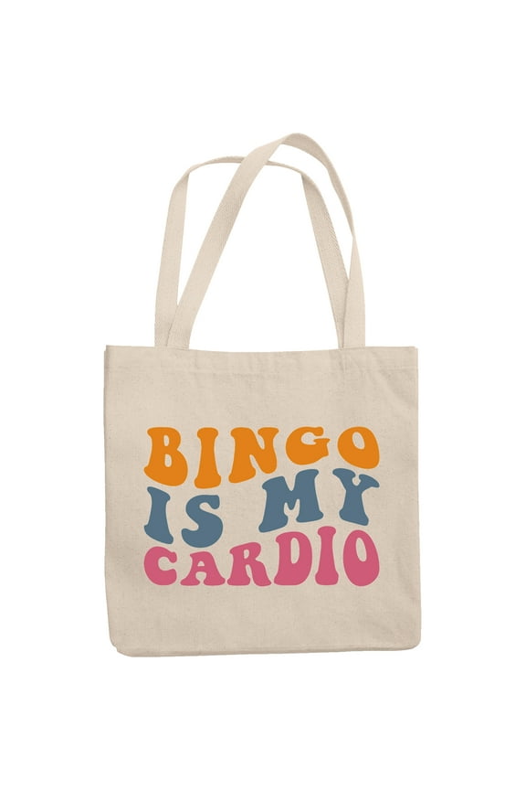 Funny Bingo Is My Cardio Work Out Humor Quote, Groovy Retro Wavy Text Merch Gift, 12oz Canvas Tote Bag