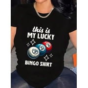 Funny Bingo Night This Is My Lucky Bingo T-Shirt Graphic Tee summer Tops For Women Round Neck Fashion Cotton shirts