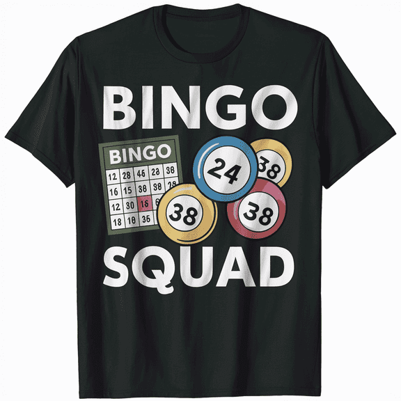 Funny Bingo Squad Game Night for Men Women Casual Graphic Short Sleeve T-Shirt
