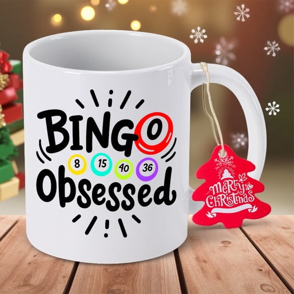 Funny Bingo-Themed Coffee Mug with Bingo Balls & Call Numbers - Ceramic Cup with Red & Design, Non-Slip Base, Ideal for Christmas, Halloween, Perfect Gift for Bingo Lovers, Thanksgiving - Hand Wash O