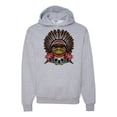 thumbnail image 1 of Funny Bird Chief Skull and Roses Vintage Fashion Graphic Hoodie Sweatshirt, Heather Grey, Medium, 1 of 1