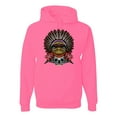 thumbnail image 1 of Funny Bird Chief Skull and Roses Vintage Fashion Graphic Hoodie Sweatshirt, Neon Pink, Medium, 1 of 1