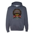 thumbnail image 1 of Funny Bird Chief Skull and Roses Vintage Fashion Graphic Hoodie Sweatshirt, Vintage Heather Navy, 2XL, 1 of 1