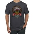 thumbnail image 1 of Funny Bird Chief Skull and Roses Vintage Fashion Graphic T-Shirt, Charcoal, 3XL, 1 of 1