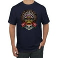 thumbnail image 1 of Funny Bird Chief Skull and Roses Vintage Fashion Graphic T-Shirt, Navy, 5XL, 1 of 1