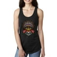 thumbnail image 1 of Funny Bird Chief Skull and Roses Vintage Fashion Ladies Racerback Tank Top, Black, Small, 1 of 1