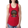 thumbnail image 1 of Funny Bird Chief Skull and Roses Vintage Fashion Ladies Racerback Tank Top, Red, Small, 1 of 1