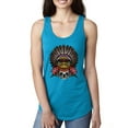 thumbnail image 1 of Funny Bird Chief Skull and Roses Vintage Fashion Ladies Racerback Tank Top, Turquoise, X-Large, 1 of 1
