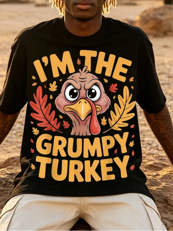 Funny Bird Quote I'm The Grumpy Turkey Thanksgiving T-Shirt Graphic Tees Women Fashion Casual T-Shirt Tops Style Women Clothes