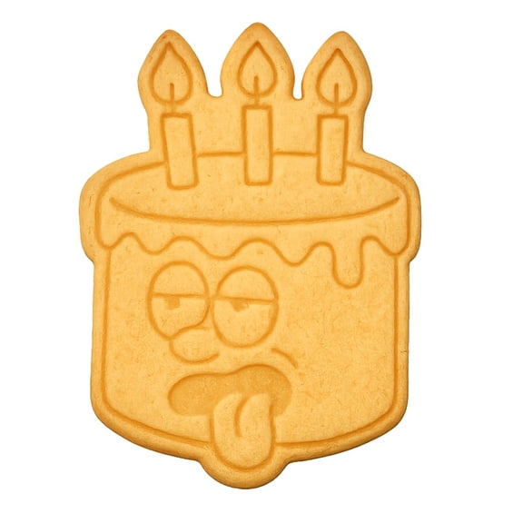 Funny Birthday Cake Cookie Cutter & Stamp 4x2.7" for Baking & Fondant Clay